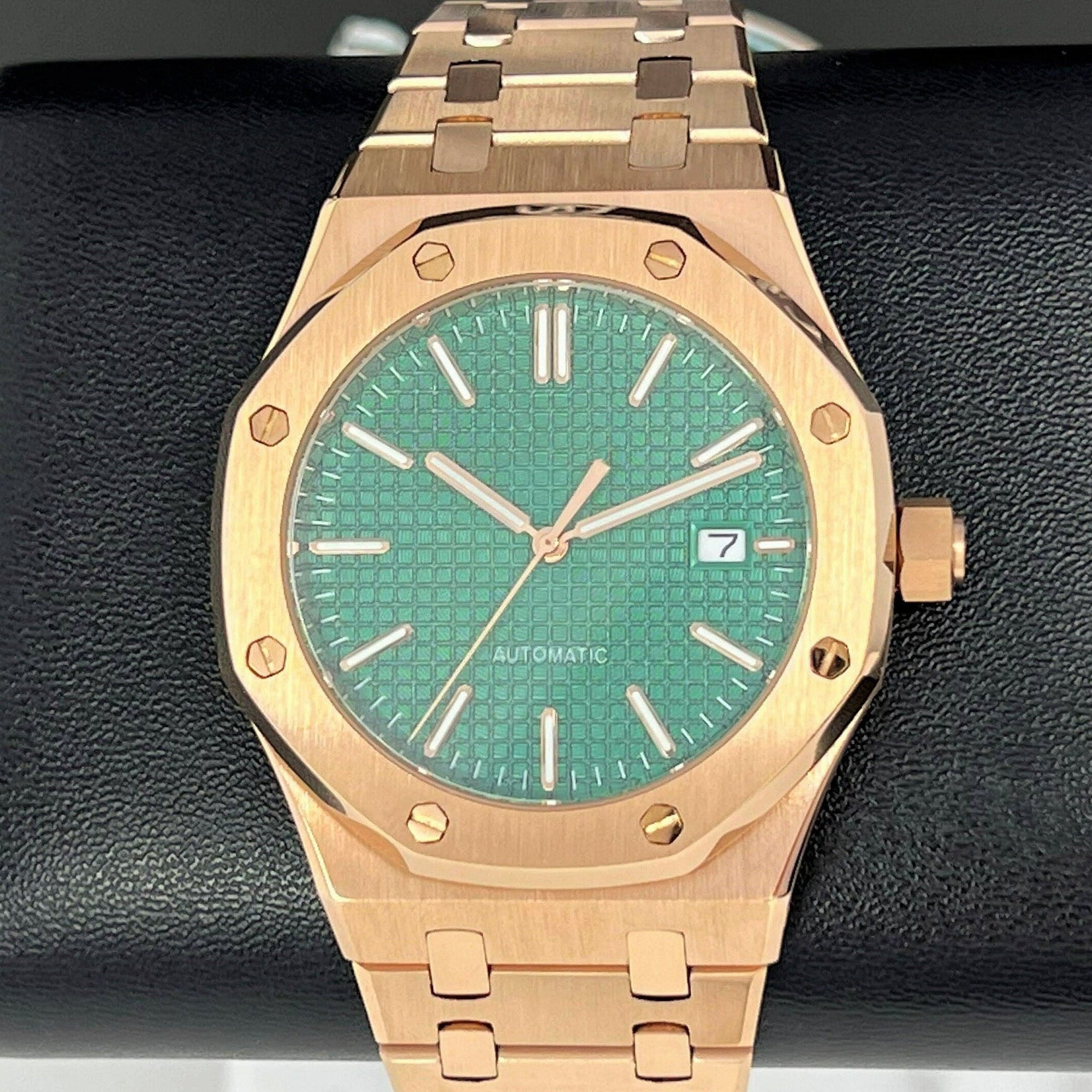 Custom Seikoak Rose Gold Luxury Watch | Green Dial | Mod | Watch Mod | Custom Watch | NH35 Automatic Movement | 42mm | Steel Sport