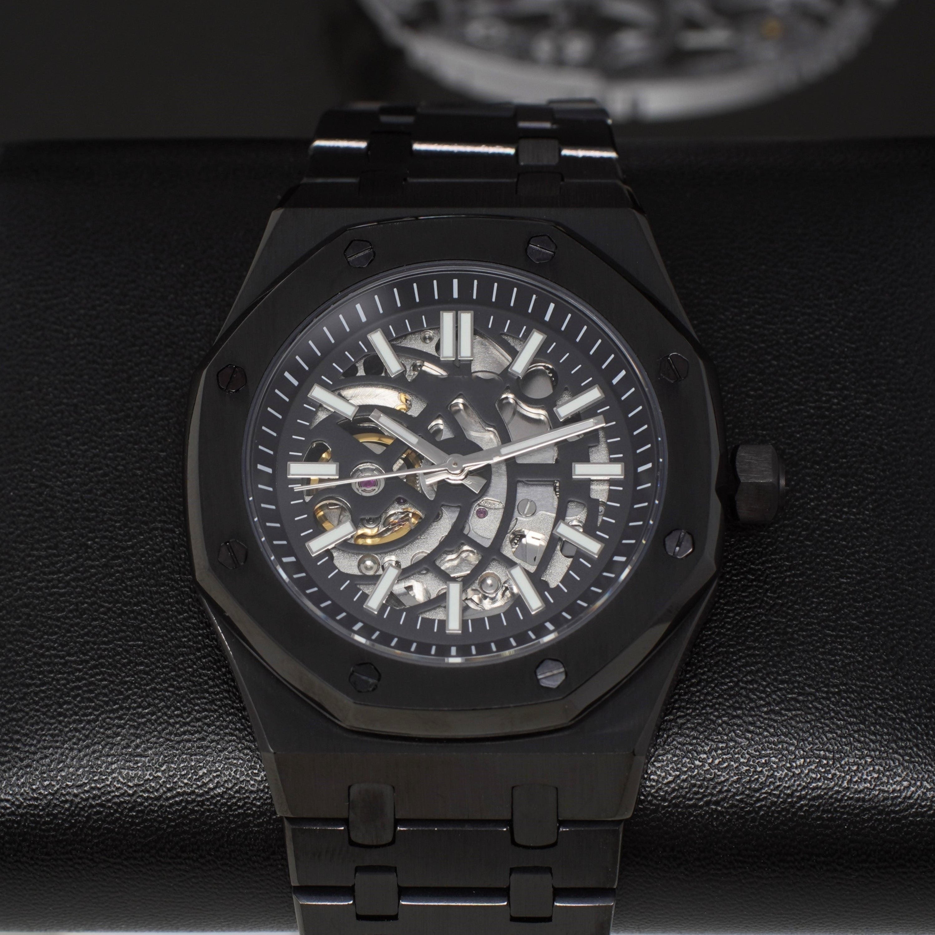 Seikoak Skeleton | Blacked-Out Open Heart Watch | Oak Mod