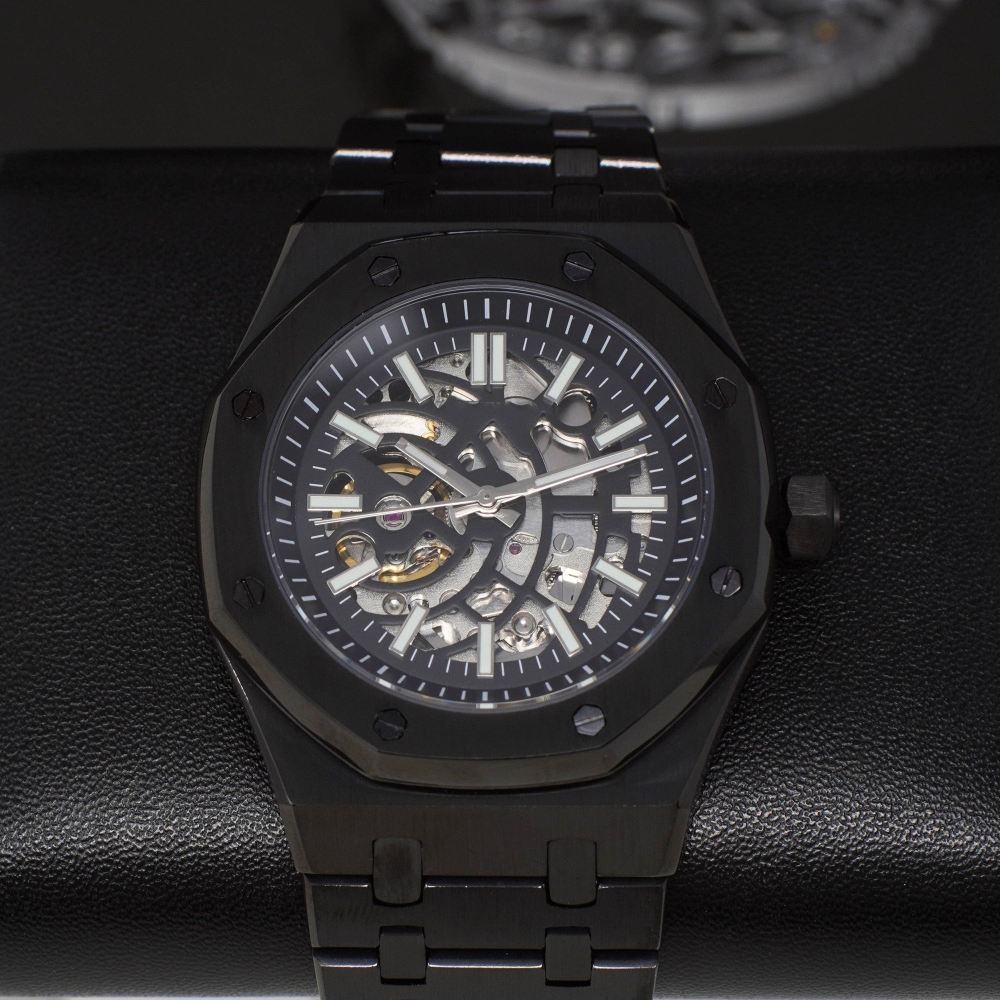 Seikoak Skeleton Watch | Blacked Out See Through Open Heart | Skeleton Watch Movement | Black Wristwatch | Mens Watch | Watch Mod | NH70