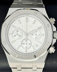 Seikoak Luxury Chronograph | White on Stainless Steel | Sport Watch 42mm | Royal | Oak | Waffle Dial | VK63 Wristwatch | Custom Men's Watch