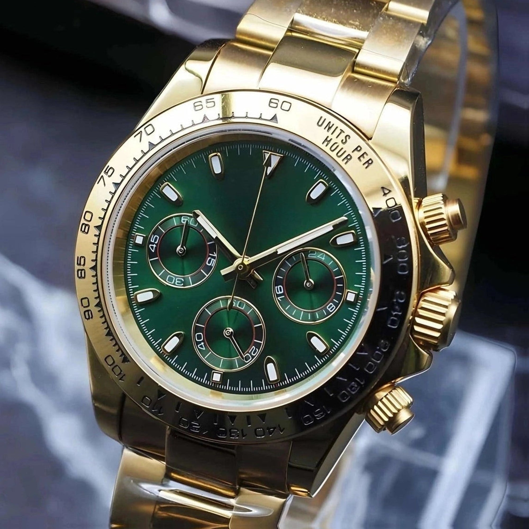 seitona mode green dial with rose gold band