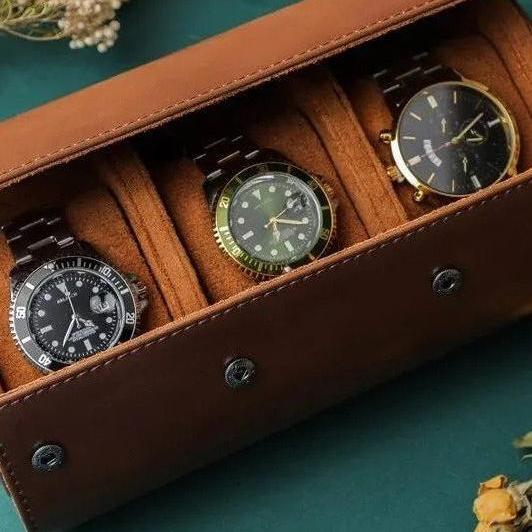 Luxury Leather Watch Roll | Full Leather | Single, Double or Triple Rolls | Brown Watch Case