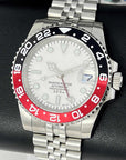 Custom White Coke Mod | 4 Hand GMT Watch - Black and Red | NH34 movement | 41mm | Dual Two Timezone | Automatic Custom Watch | Custom Watch Mod