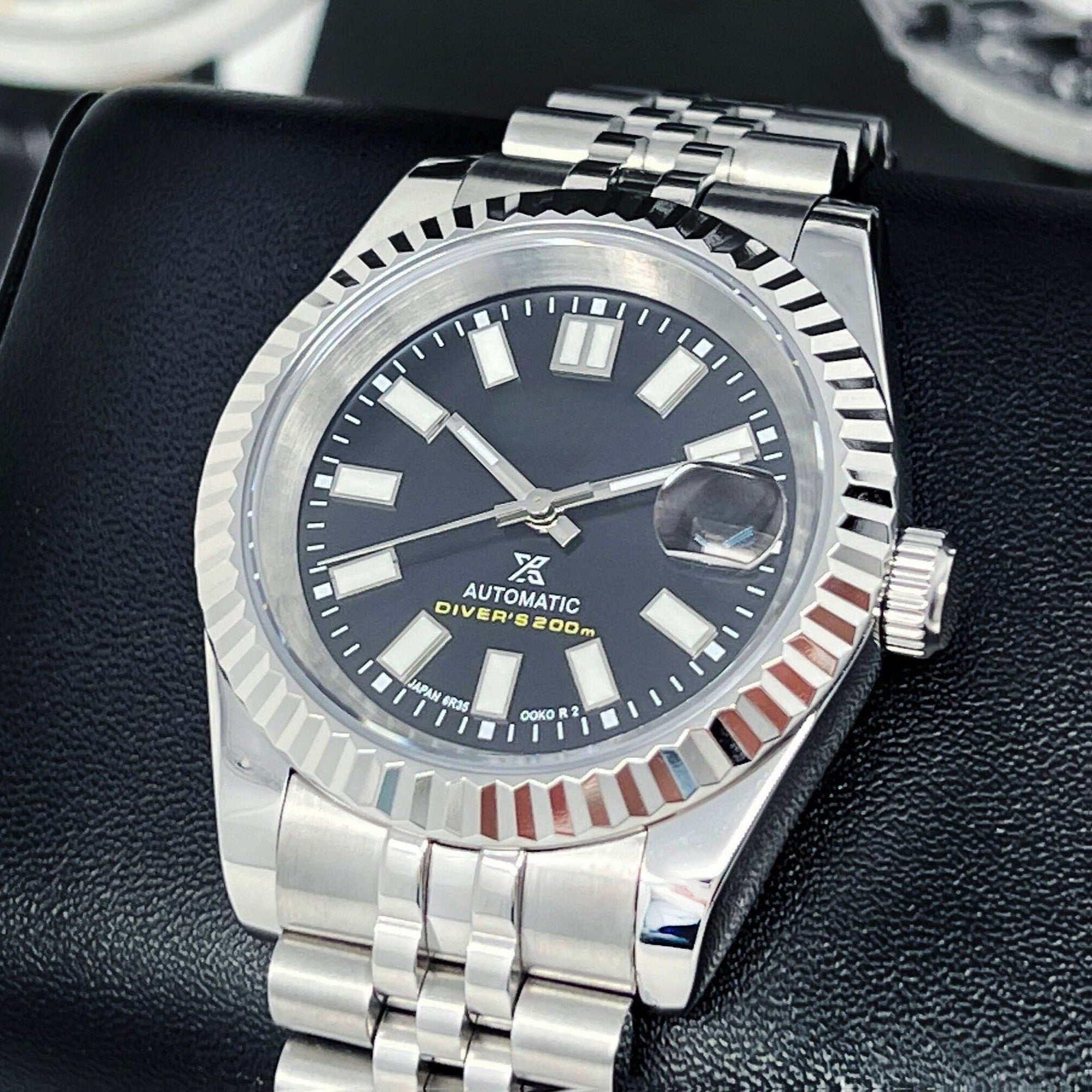Luxury Black Datejust 39mm | Fluted Bezel | Jub | Date | NH35 | Mod | Watch Mod | Custom Watch | Prospex | DJ39 | Automatic