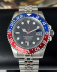 Pepsi GMT | Watch Mod | Mod | Stainless Steel Sport Watch | Custom Sapphire Crystal and NH35 Movement | Blue Red | Jub Strap