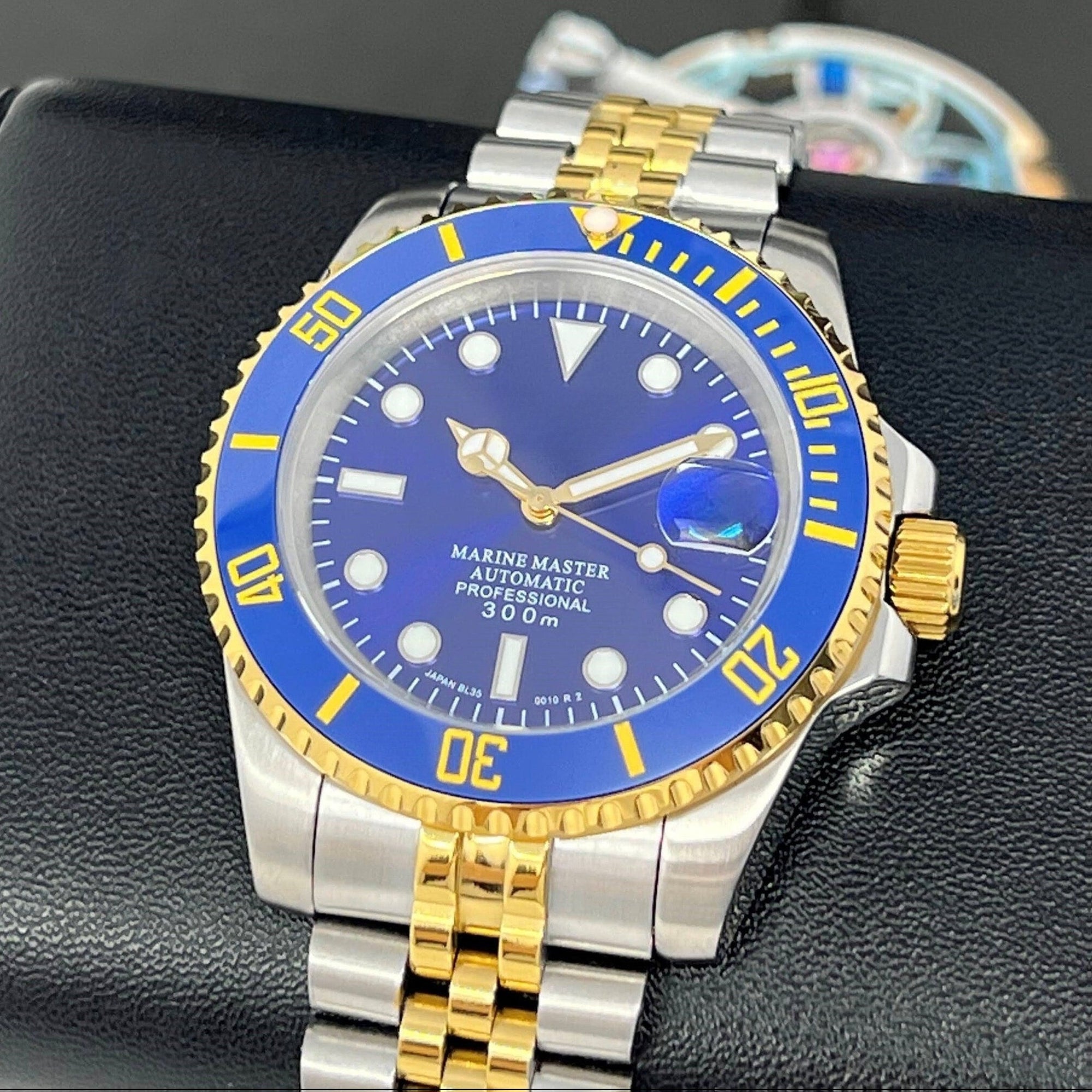 Sunburst Blue - Two Tone Bluesy on Jub , Sapphire Crystal with Ceramic Bezel