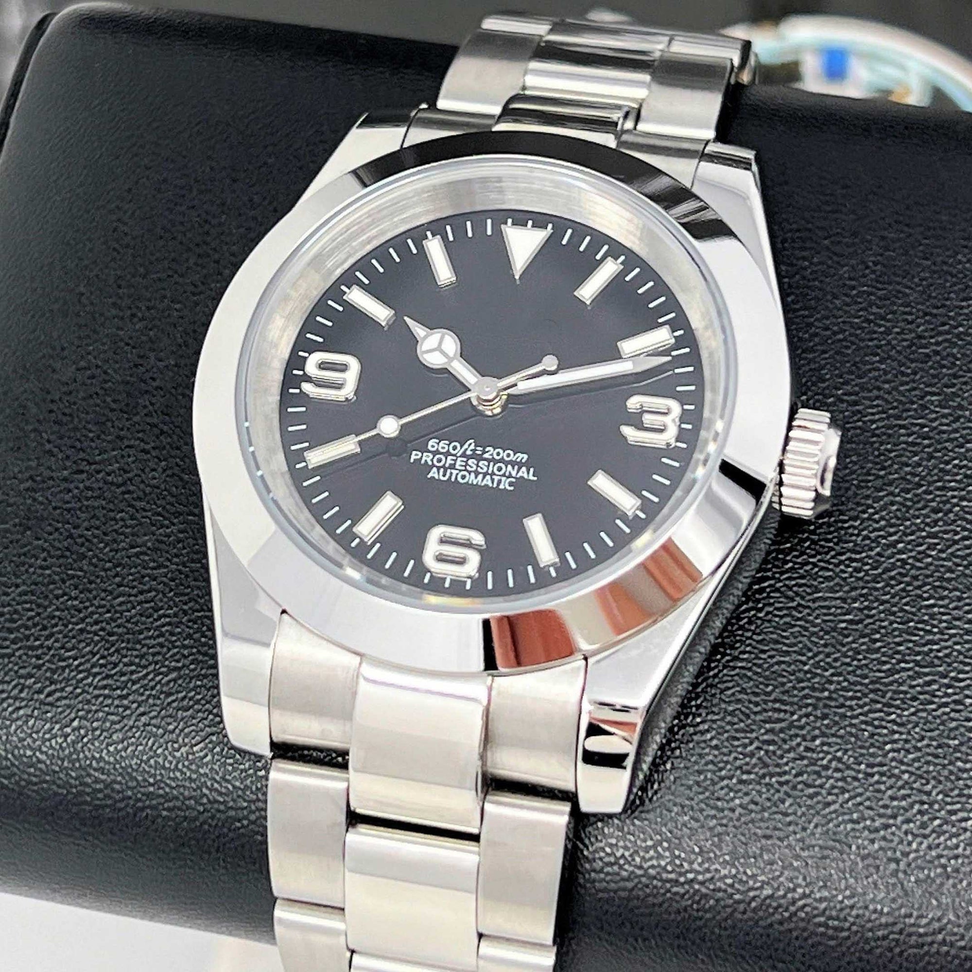 Custom Black Exp Stainless Steel Watch | Luxury Black | Automatic Watch | 36mm or 39mm | NH35 Movement | Mod | Watch Mod