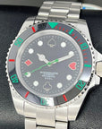 Custom Casino Royale Sub | Stainless Steel | Sapphire Crystal | Oyst Bracelet | Ceramic Bezel | Mod | NH35 | Poker Chips Cards