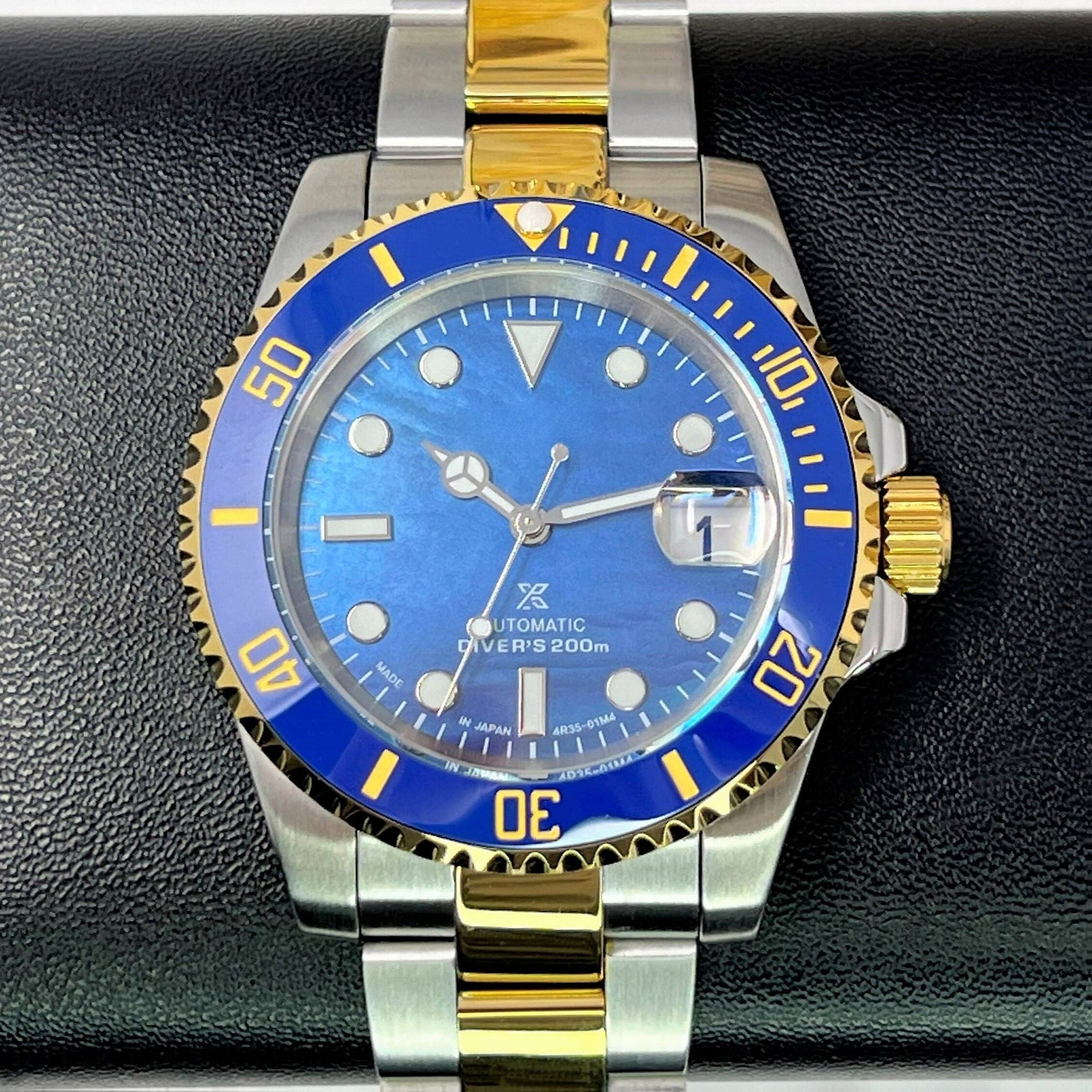 Custom Two Tone Bluesy Ocean Pearl Sub | Diver Watch | Purple | Mod | Watch Mod | Marine Dive Style Watch | Men's Watch | Sub