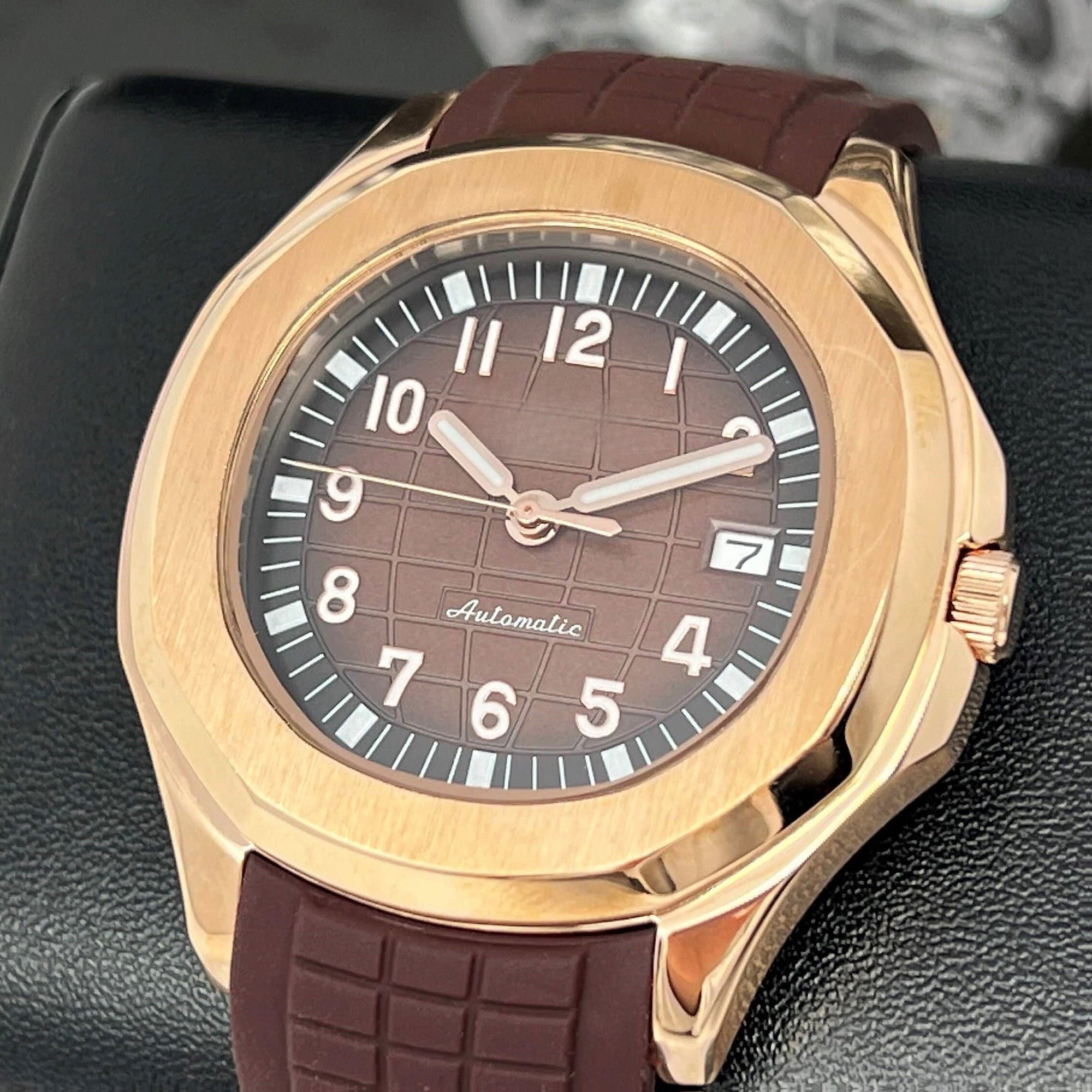 Seikonaut - Brown with Rose Gold on Rubber - Modern Automatic Dress Sport Watch | Watch Mod | Mod | Custom Mod | Custom Built Watch