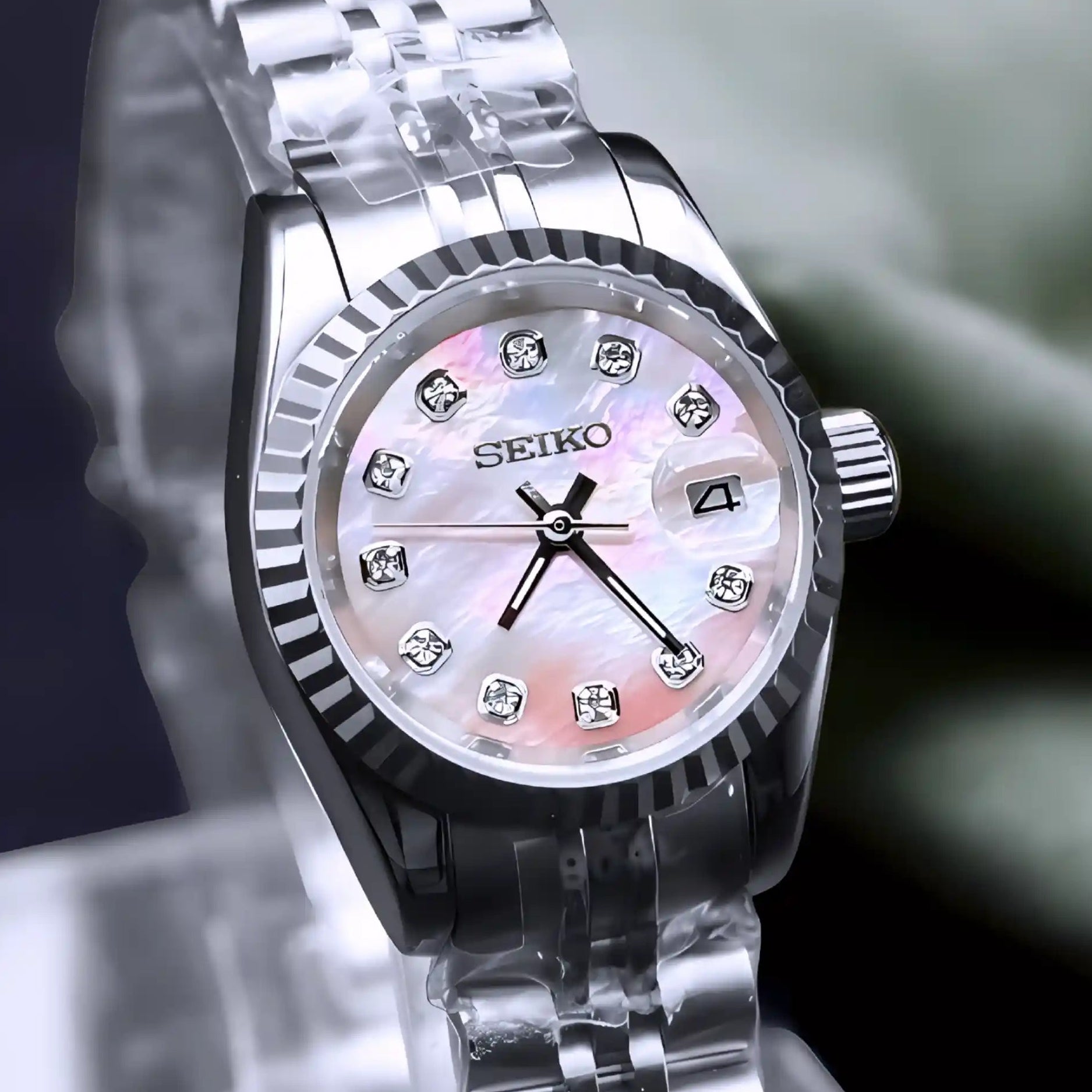 Mop Dial with Silver Band Ladies Watch