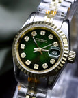 Two Tone Green ladies watch with green Dial