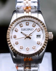 Two tone Rose gold Ladies watch with White dial