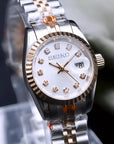 Two tone Rose gold Ladies watch with White dial