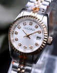 Two tone Rose gold Ladies watch with White dial