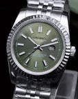31mm Olive Green Dial Ladies watch with Silver Band