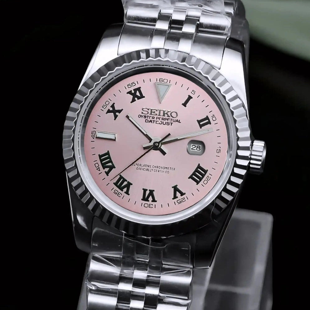 Wimbledon Pink Dial with Silver Band