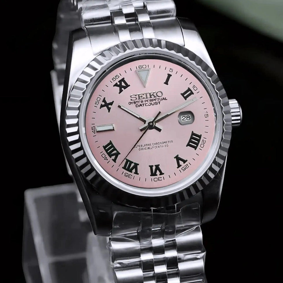Wimbledon Pink Dial with Silver Band