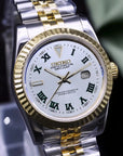 Two Tone Gold White Dial with Silver Band