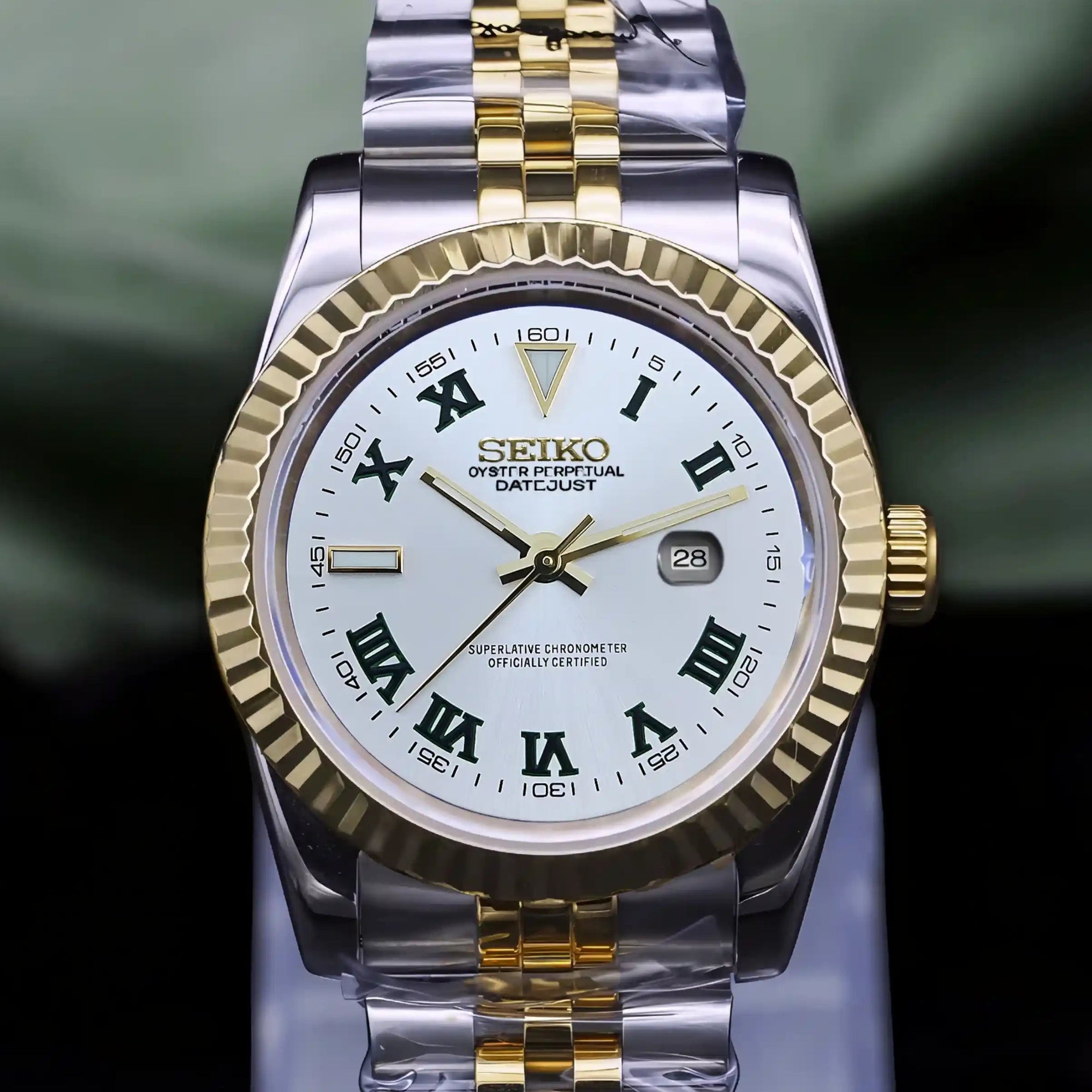 Two Tone Gold White Dial with Silver Band