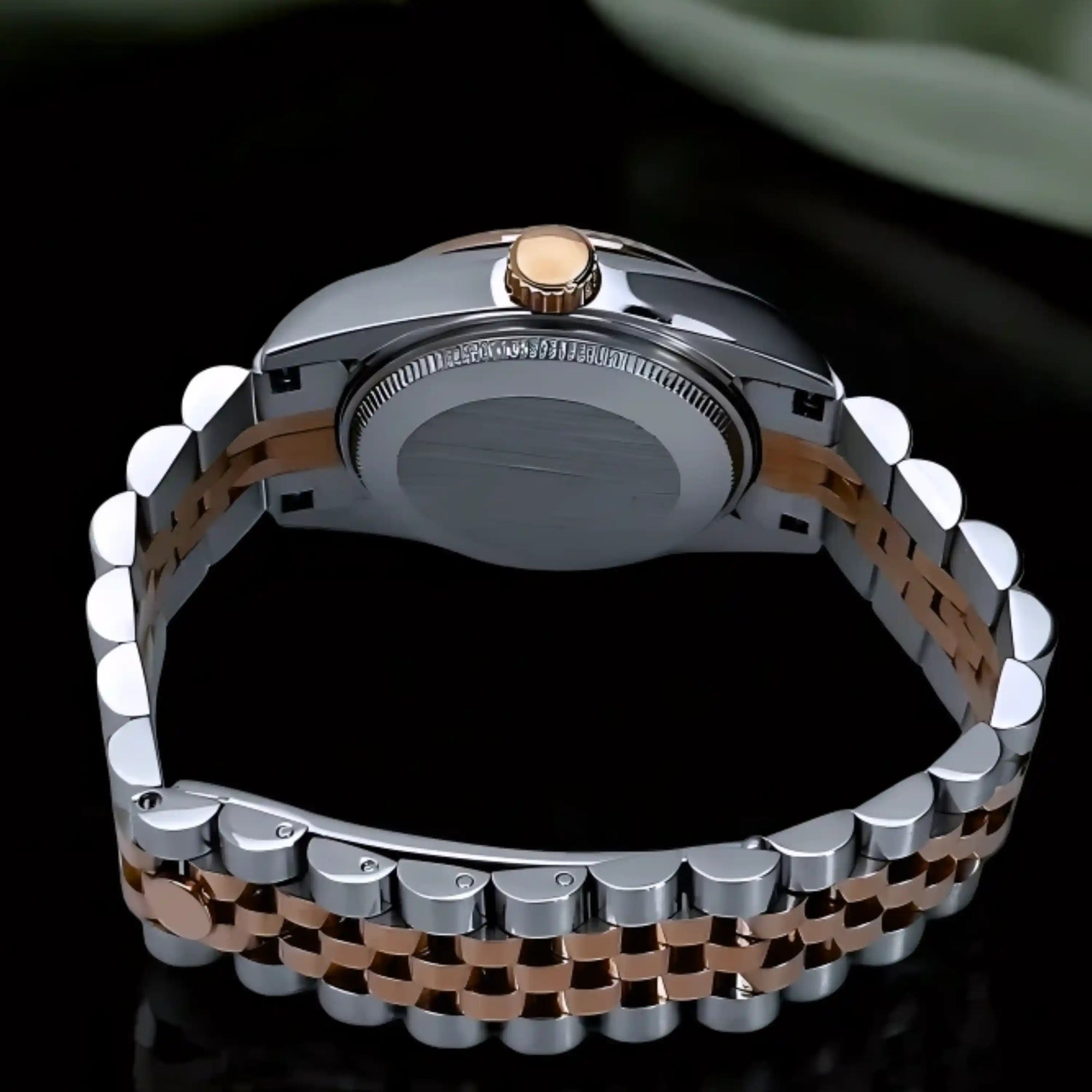 Two Tone Rose Gold Silver Dial with Silver Band