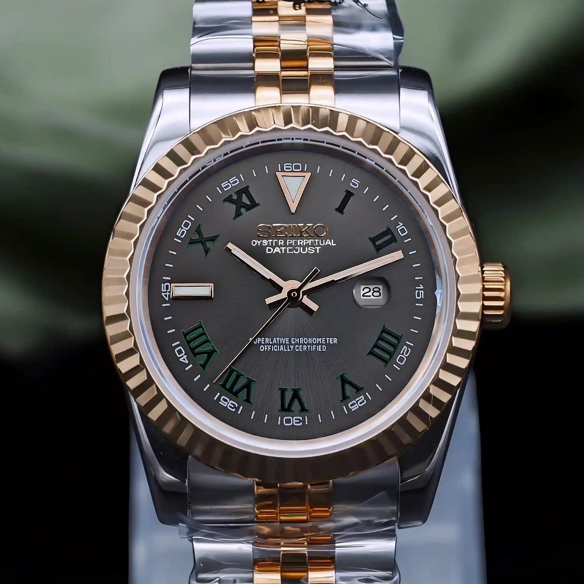 Two Tone Rose Gold Silver Dial with Silver Band