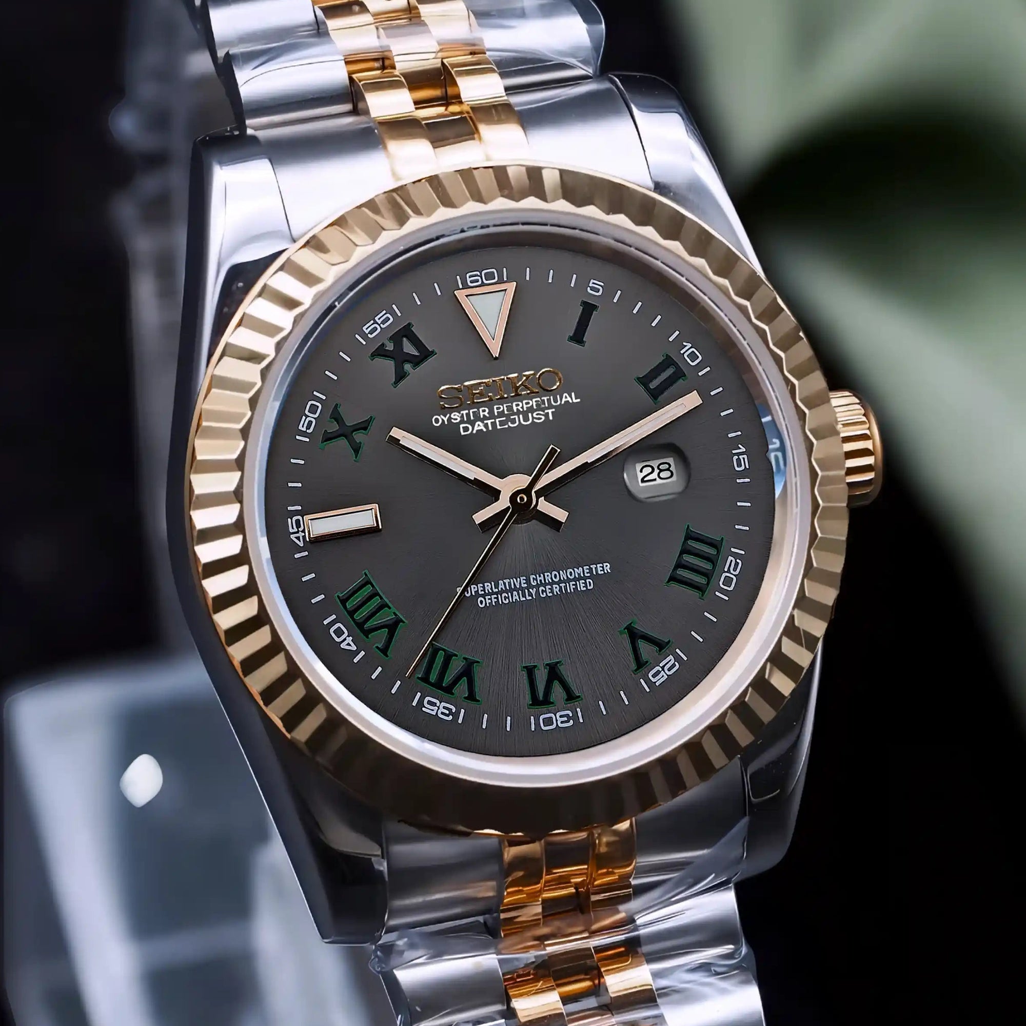 Two Tone Rose Gold Silver Dial with Silver Band