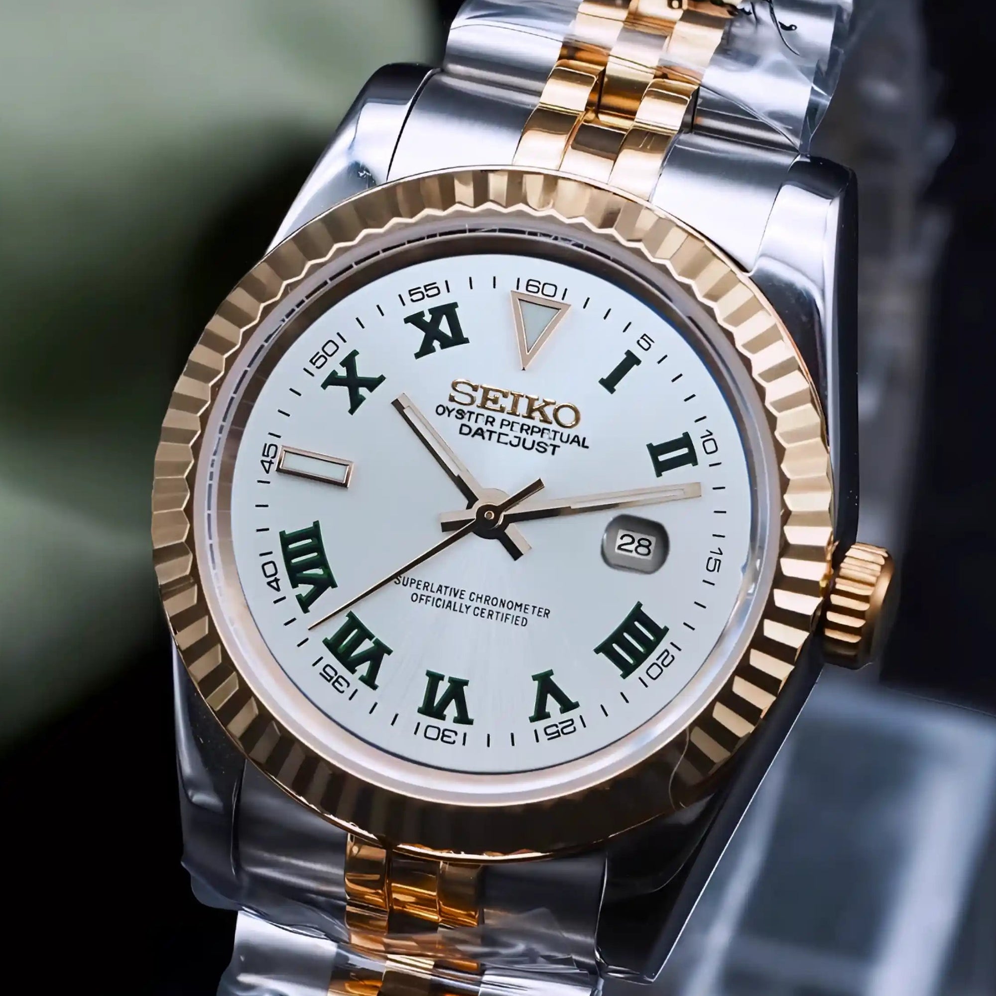 Two Tone Rose Gold White dial with Silver Band