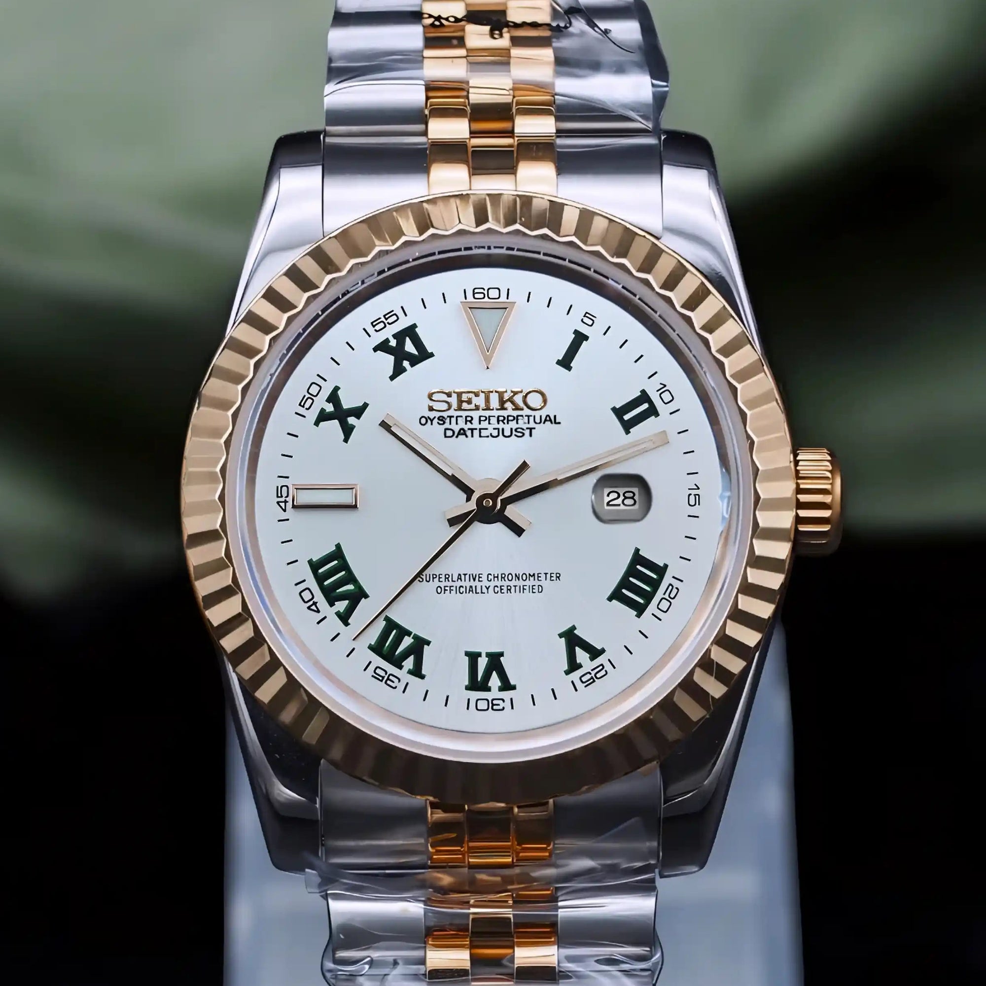 Two Tone Rose Gold White dial with Silver Band