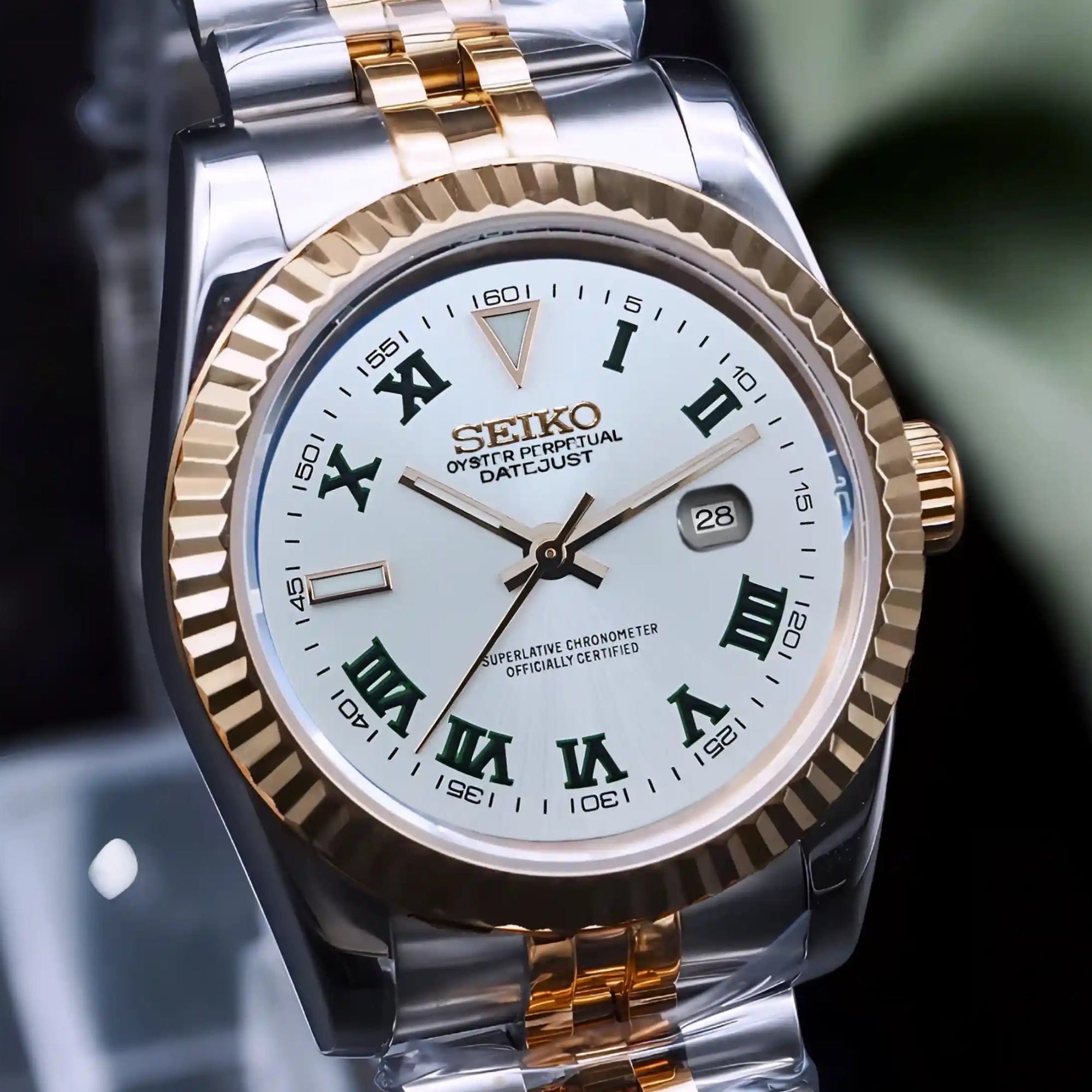 Two Tone Rose Gold White dial with Silver Band