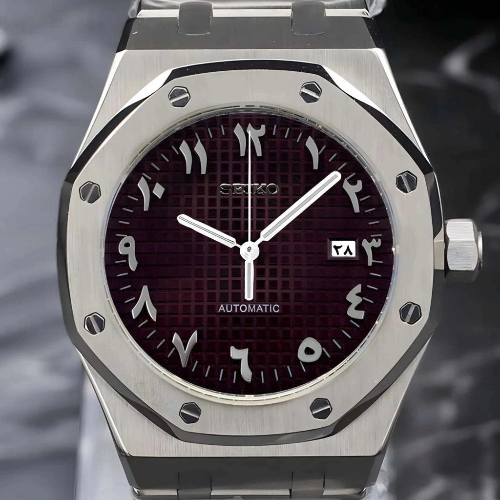 Seikoak Luxury Brown Arabic | Custom Watch Mod | 42mm NH35 Automatic Watch