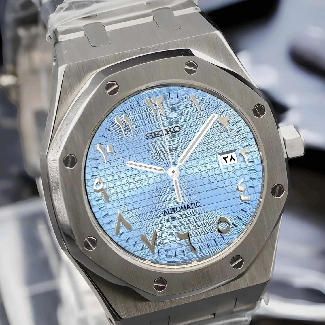 Ice Blue dial with SIlver band