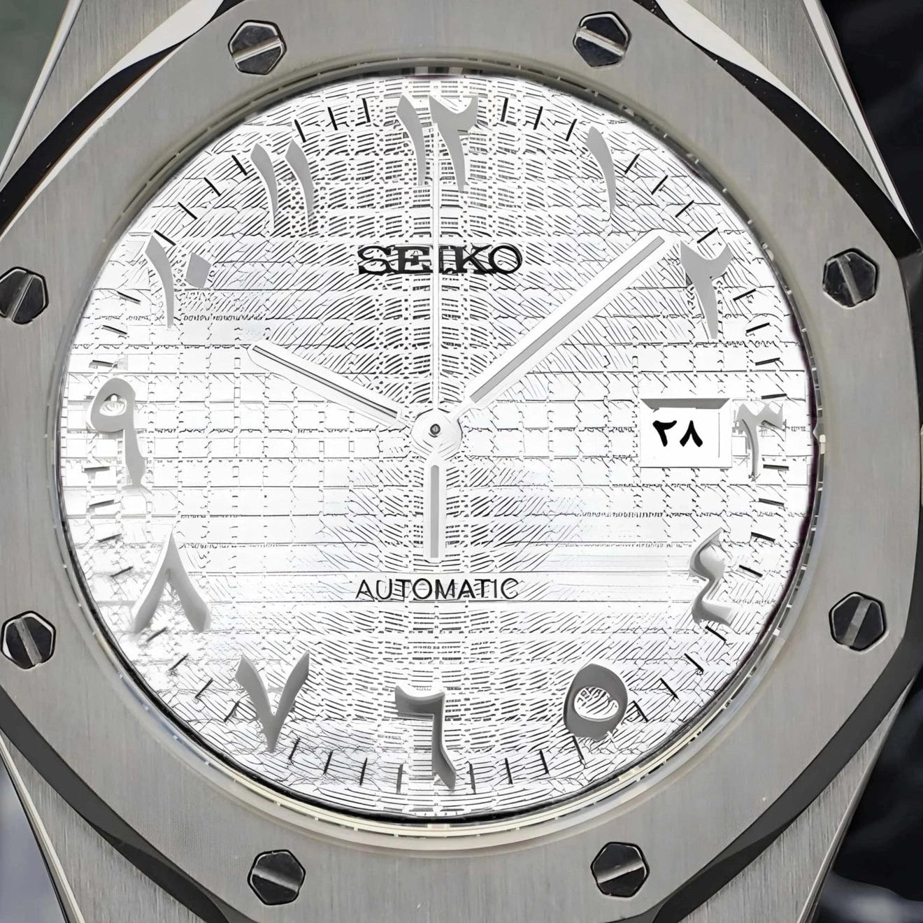 White Arabic dial with Silver Band