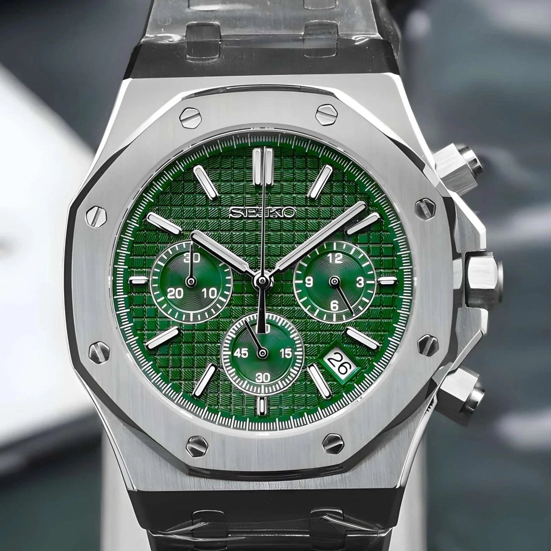 Green DIal with SIlver Band