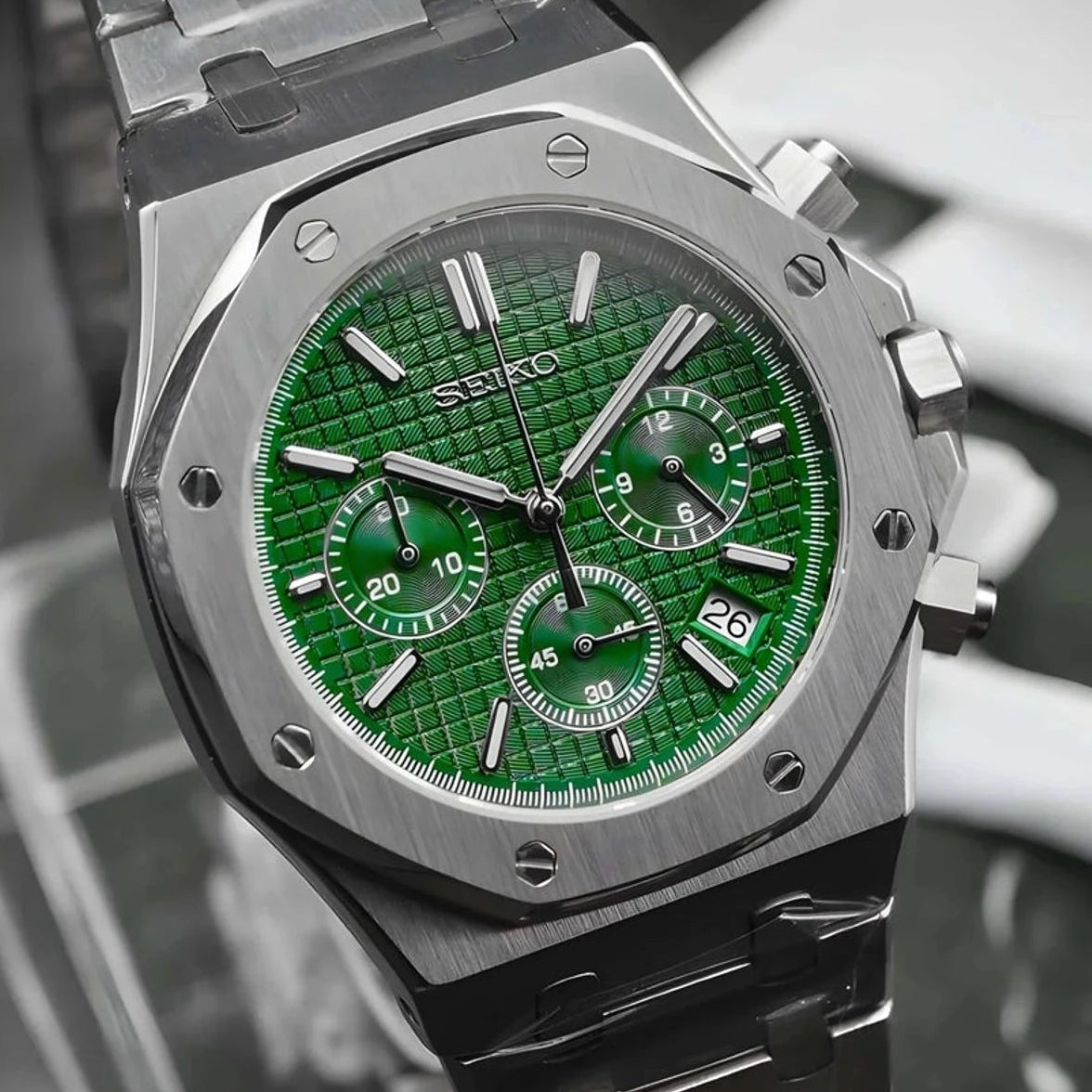 Green DIal with SIlver Band