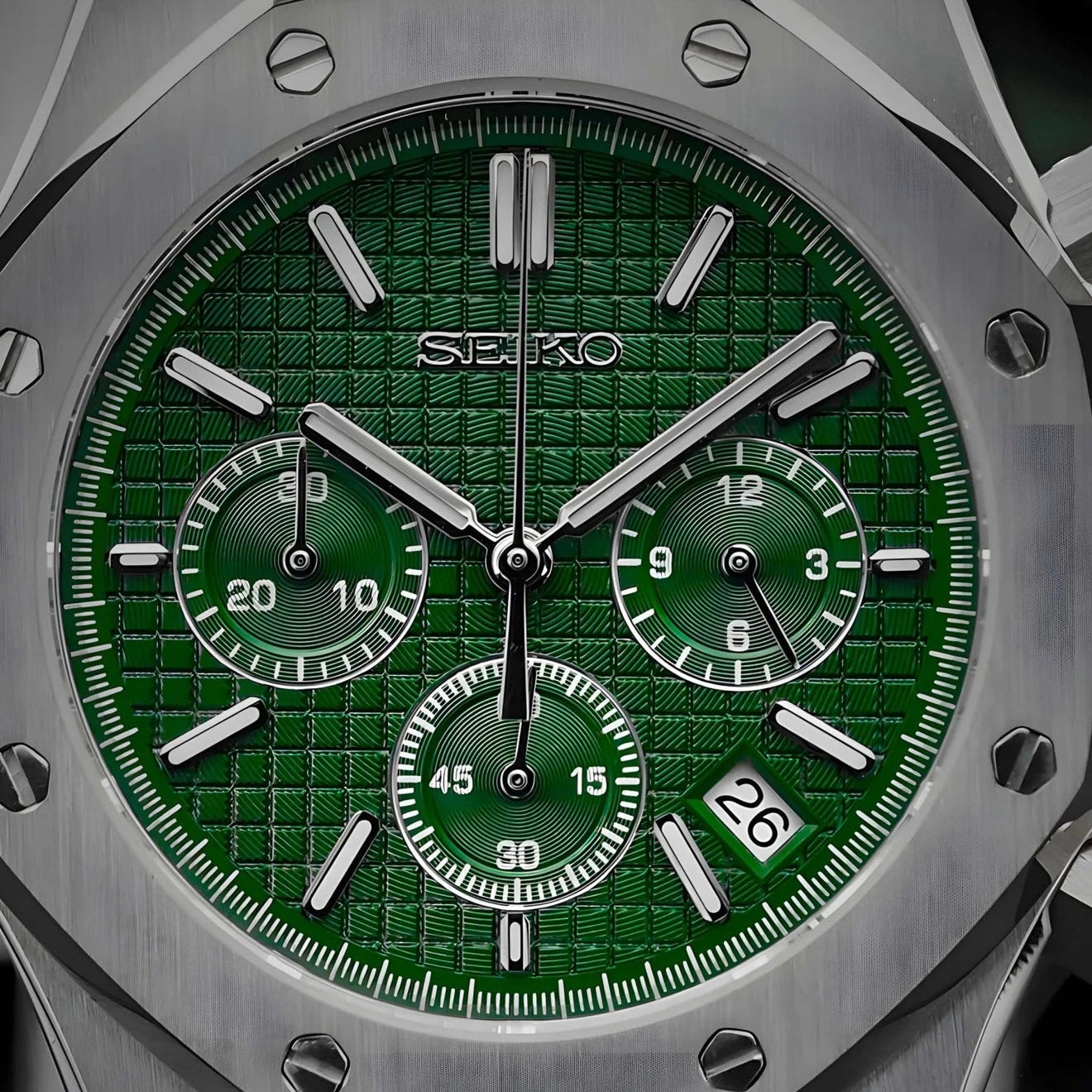 Green DIal with SIlver Band