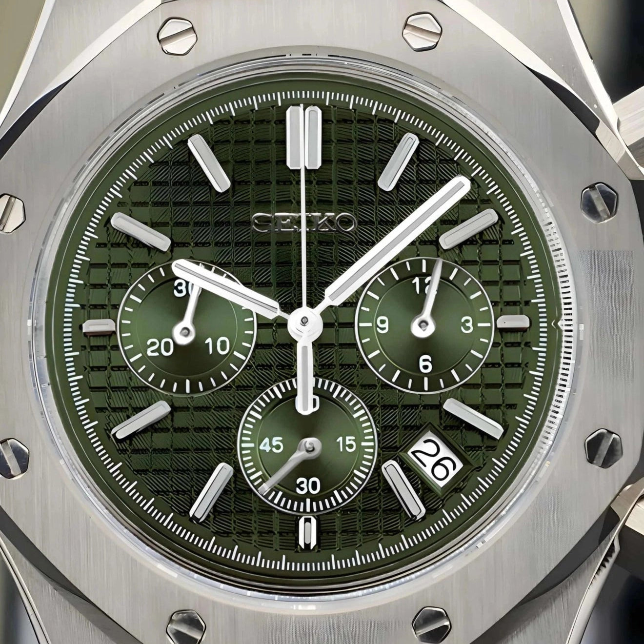 Olive Green Dial With Silver Band