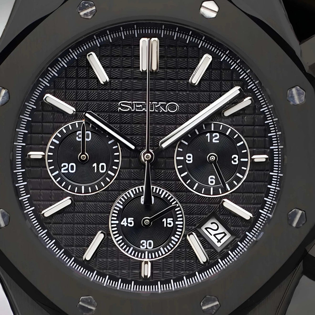 Seikoak Luxury Chronograph | Triple Black Stainless Steel | 42mm