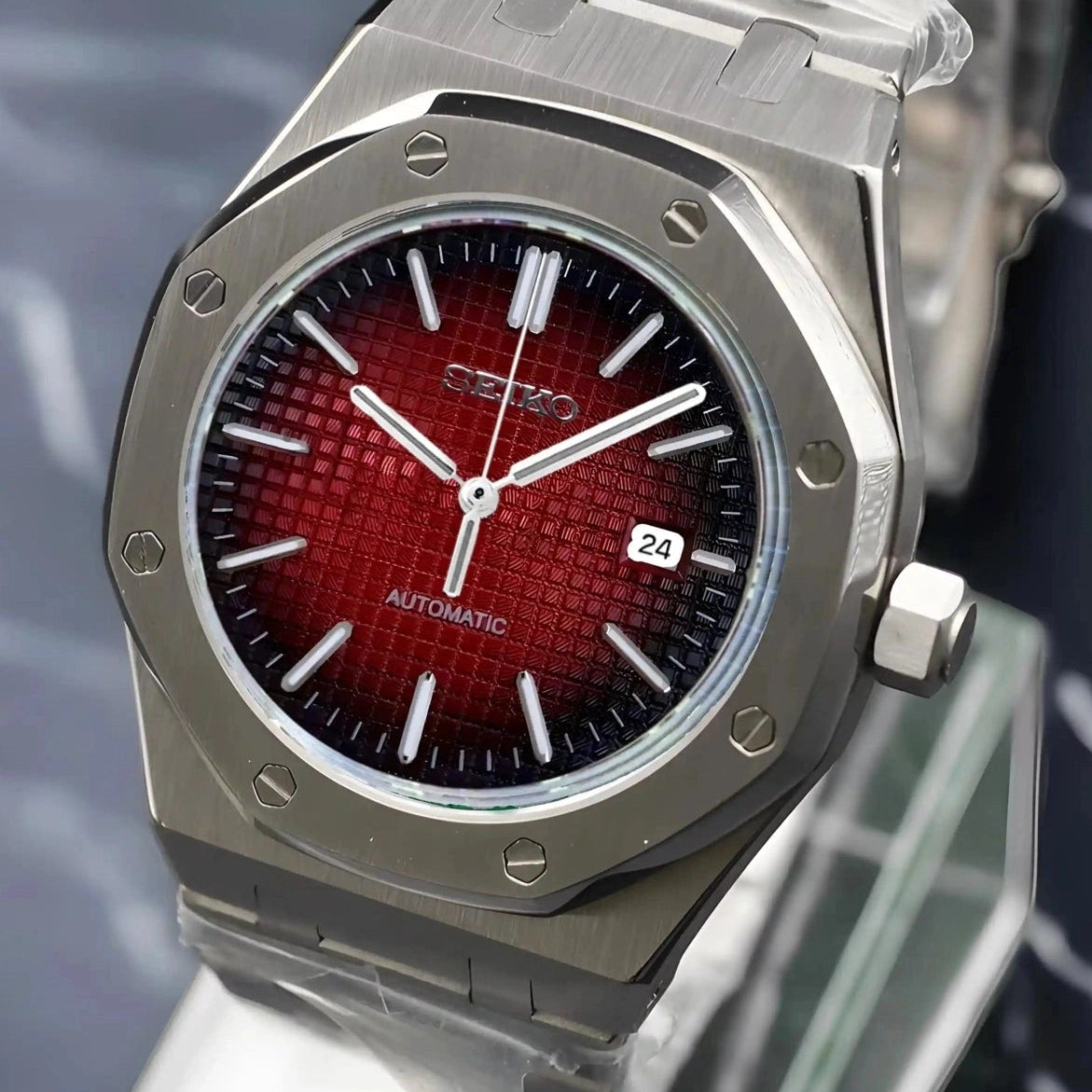 Red Dial with Silver Band