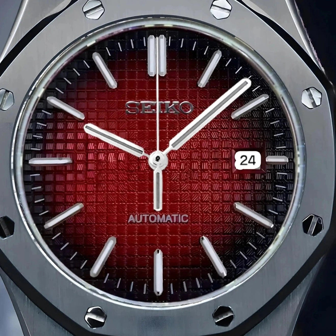 Red Dial with Silver Band