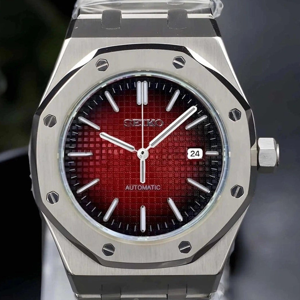 Red Dial with Silver Band