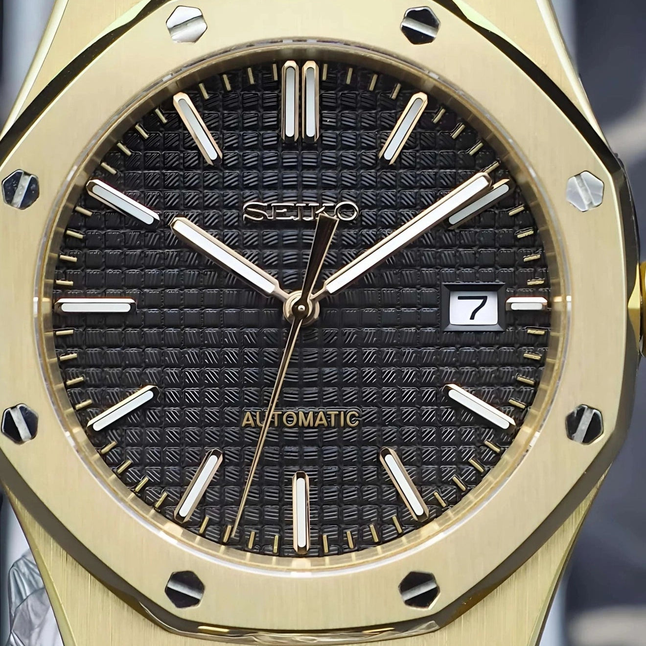Seikoak Luxury Yellow Gold | Custom Watch Mod | 42mm NH35 Automatic Watch