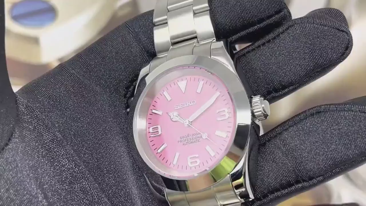 Seiko Rose Explorer - 36mm | 39mm | Pink Dial Stainless Steel | Oyster | Custom Build | Watch Mod | Seiko Mod | Explorer | Perpetual | Time