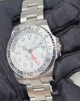 Custom Explorer II Watch | 4 Hand GMT | Polar White 41mm, Stainless Steel Sports Watch, White Dial, Seiko NH34 Automatic Movement, Mens Gift