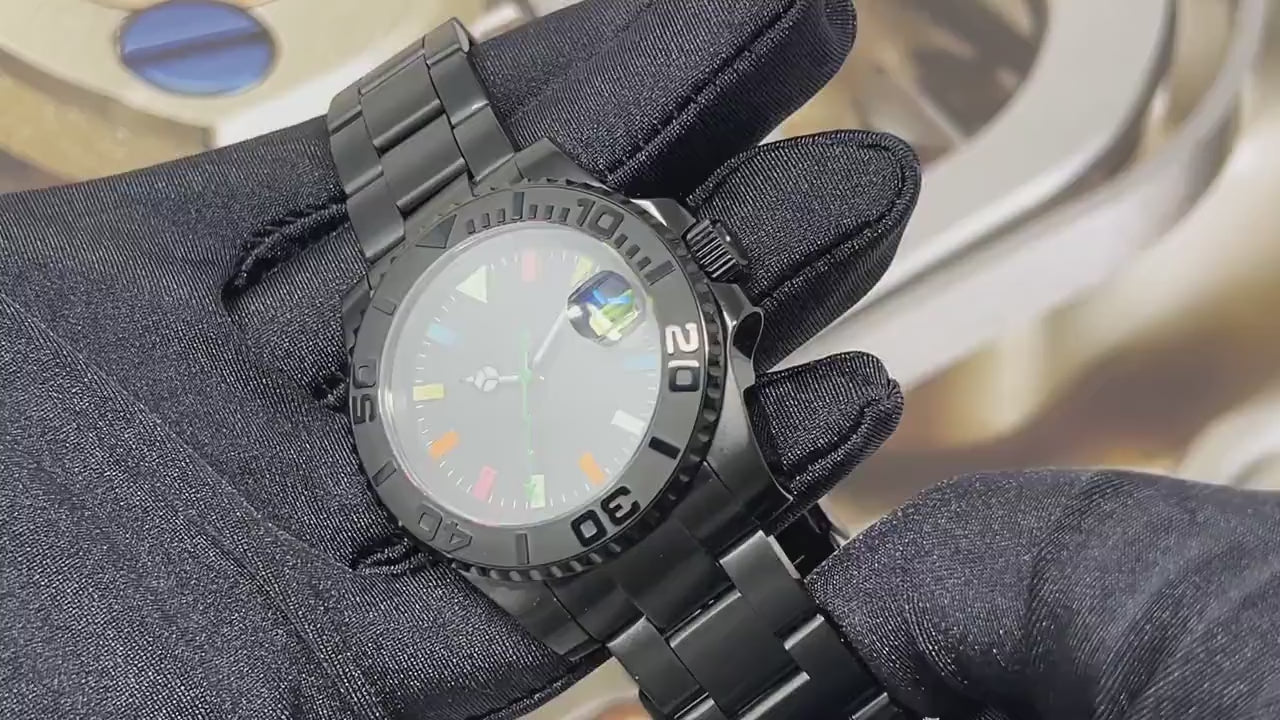 Blacked Out & Neon Glow Luxury Watch | Seiko Mod | Sapphire Crystal, Colorful Dial, Color, Watch Mod, Unique Watch, Mod Watch, Blank Dial