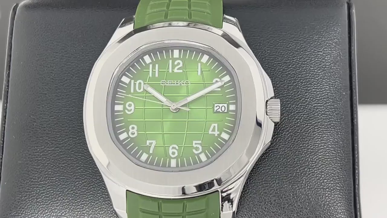 Seikonaut - Rare Green on Rubber - Modern Automatic Aqua Watch with Sapphire Crystal