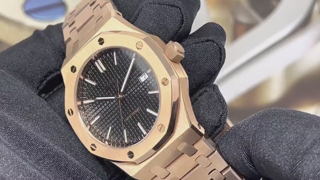 Seikoak Rose Gold Luxury Dress Watch Black Dial Seiko Mod Watch Watches by Andrew