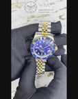 Seiko Sunburst Blue - Two Tone Bluesy on Jubilee , Sapphire Crystal with Ceramic Bezel - Ready to Ship!