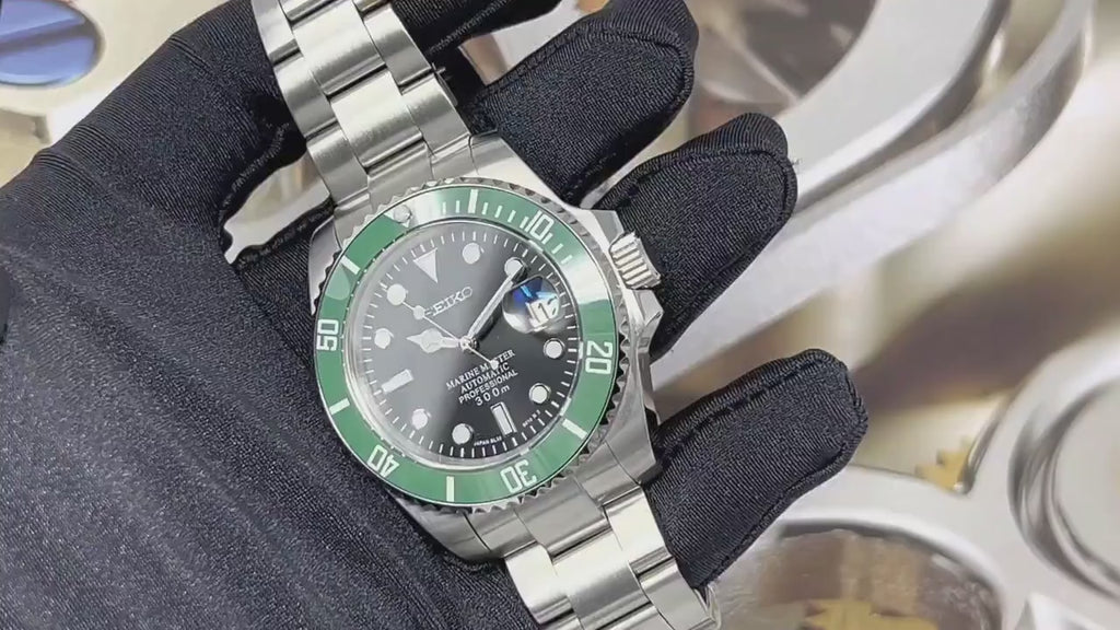 Custom Emerald Starbucks Submariner Green and Black Stainless Stee Watches by Andrew