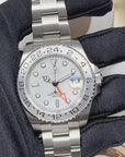 Custom Explorer II Watch | 4 Hand GMT | Polar White 41mm, Stainless Steel Sports Watch, White Dial, Seiko NH34 Automatic Movement, Mens Gift
